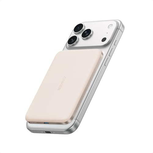 Anker Nano powerbank, 5000mAh, Qi2 15W, MagSafe, ultratunn | Ergonomisk design, magnetiskt fäste, endast för iPhone 17/16/15/14-serien