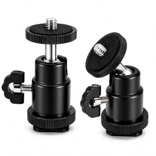 2 Pcs Mini Cabeza de Bola de Metal 1/4″ con Adaptador de Zapata