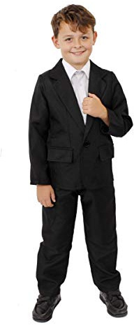 Disfraz de traje negro para niños, talla M, chaqueta negra y pantalones a juego, perfecto para cualquier disfraz
