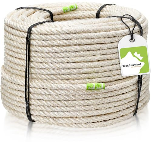 Kratzbaumland Premium-Sisalseil 12 mm, Natur-Sisalseil für Kratzbäume (versch. Längen) (100 Meter)