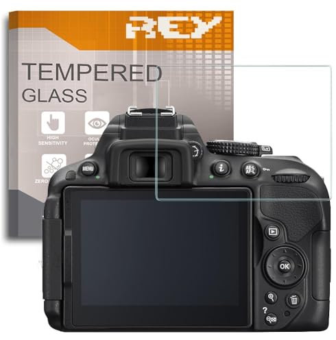 REY Pellicola salvaschermo per Nikon D5300 - D5500 - D5600, Vetro temperato, di qualità Premium
