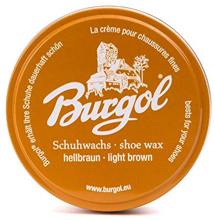 Burgol - Schuhpflegesets mit Schuhwachs - shoe wax 100 ml Blechdose: Farbe: Hellbraun (2-er Set)