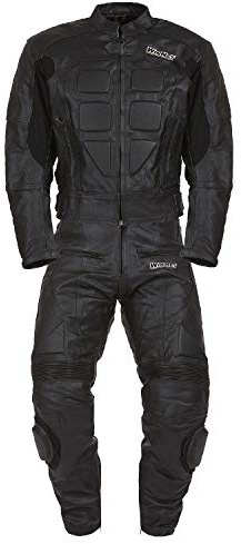 WinNet Tuta divisibile di pelle da moto giacca e pantaloni separabili in 2 pezzi (M, NERO)