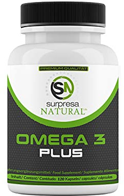 Omega 3 Plus 3x fuerza, 1000 mg de aceite de pescado 500mg EPA 250mg DHA por cápsula, pureza probada en laboratorio procedente de pesquerías sostenibles, 120 cápsulas suministro para 4 meses.