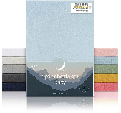 Laleni Jersey Spannbettlaken 70x140 cm Babybett 2er Set, Oeko-TEX zertifiziertes Bettlaken 70x140 cm Kinderbett, Kinderbettwäsche 70x140 100% Baumwolle, Spannbettlaken 70x140 Baby in Hellblau