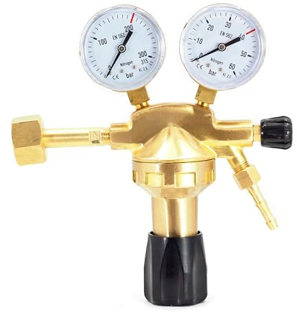 Gasflaska kvävereducerare 0–40 bar tryckregulator tryckmätare luftkonditionering 1/4 6,3 mm