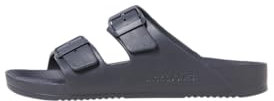 JACK & JONES Mens Sandal Double Buckle Adjustable Strap Open Toe Slides for Men - Summer, Beach, Hiking, walking, Anthracite Colour, Size- 10 UK