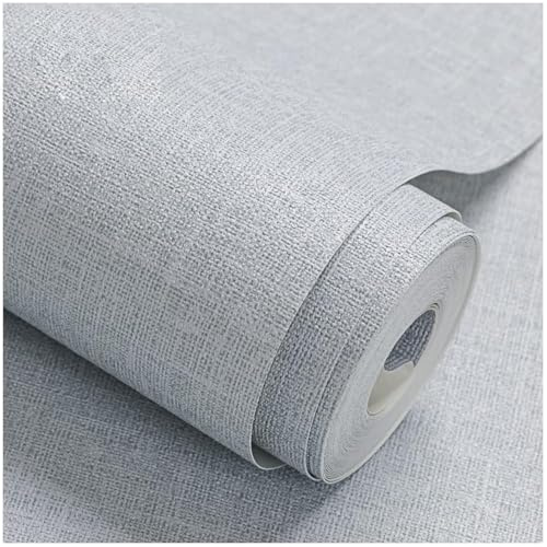 Papel tapiz de tela para despegar y pegar, papel tapiz de tela sintética gris, autoadhesivo, 45,2 x 299,7 cm, papel tapiz de lino extraíble, papel de contacto texturizado en relieve, decoración de