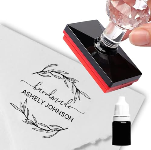 Sello personalizado hecho a mano con corazones de lavanda, embalaje de corona para pequeñas empresas, sellos familiares y profesores (Estilo 1)