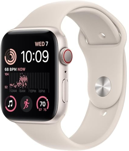 Apple Watch SE (2nd Gen) (GPS + Cellular, 40mm) - Starlight Aluminum Case with Starlight Sport Band, S/M (Renewed)