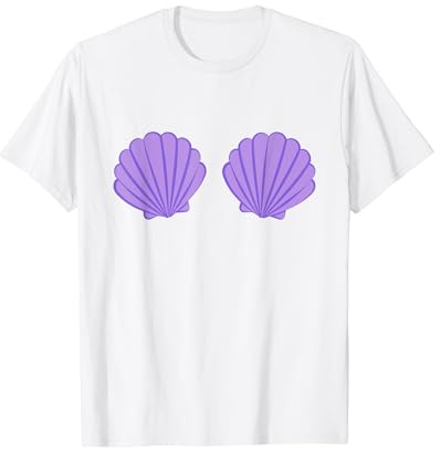 Mermaid Purple Seashell Bra Cartoon Graphic T-Shirt