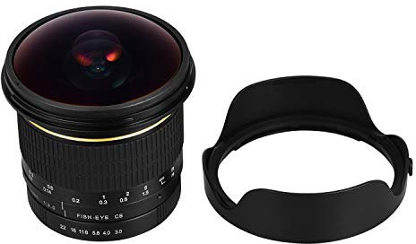 Andoer 8mm f3.0 Fischaugenobjektiv APS-C Manueller Fokus Ultra-Weitwinkel für APS-C Kompatibel mit Canon Kamera