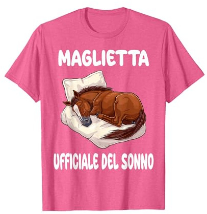 Pigiama da Notte Ufficiale con Cavallo Maglietta, Uomo, Rosa mélange, S