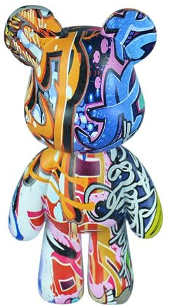 Coniuty Graffiti Bär Dekorative Tier Harz Skulptur Wohnkultur Statue, Kunst Figur Home Ornament Dekoration für Büro, Wohnzimmer, Schlafzimmer, Bücherregal, TV-Schrank, Desktop (Type A)