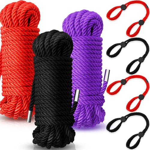 Tisancy 7 Pcs Soft Craft Cord Set Include 3 Nylon Macrame Cords and 4 Adjustable Woven Bracelets 32.81 ft Twisted Trim String for DIY Knotting Projects and Home Decor