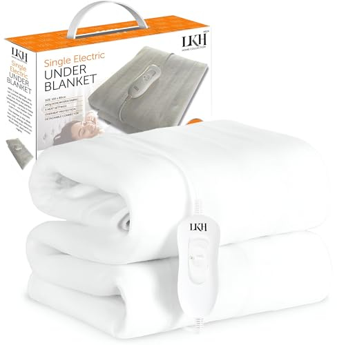LKH Single Electric Blanket – Electric Underblanket with 3 Heat Settings, Detachable Controller, Fast Heat-Up & Overheat Protection | Perfect for Cold Winter Nights & Cozy Sleep