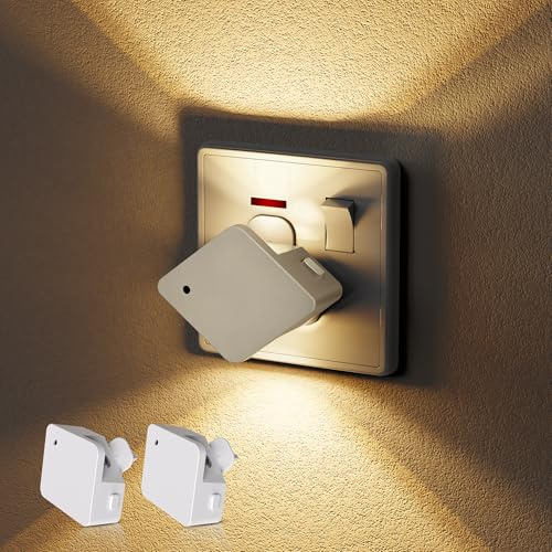 Emeritpro Plug in Night Light, Dusk to Dawn Sensor, Adjustable Brightness | LED Night Light Plug in Wall, 1W Nightlight, 3000K Warm White, for Hallways, Kitchens, Bedroom, Stairs, 2 Pack
