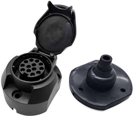 Adaptador DWFEYOI de 13+1 pines para conectar remolques y caravanas, enchufe de 13 pines, conector de tornillo estándar ISO 11446, enchufe de barra de remolque para camiones, automóviles