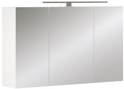 Vicco Mobile a specchio per il bagno Lavio, Bianco, 100 x 60 cm con 3 porte e illuminazione a LED, con ripiano integrato e illuminazione a LED