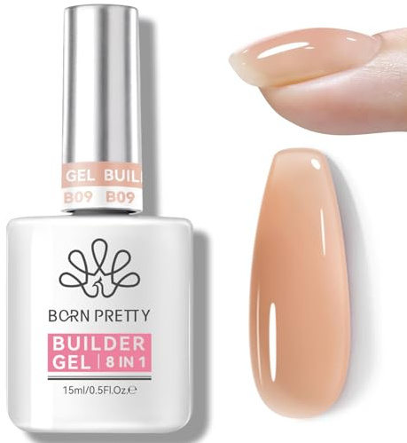 Born Pretty Gel Constructor 15ML - 8 en 1 Nude Color de Piel Gel Constructor Rápido en un Botella Gel de Construcción para Uñas en Gel Gel de Extensión Gel de Refuerzo Adhesivo para Uñas Base Capa