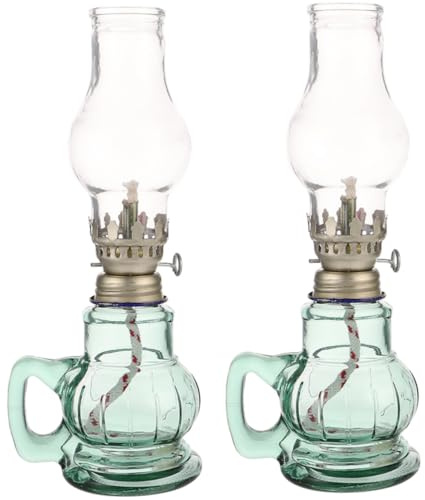 Gadpiparty 2 pezzi Lampada Petrolio in Vetro Bruciatore per Lampada Olio Decorativa da Tavolo Vintage Retrò per Illuminazionomestica Emergenza Resistente e Pratica
