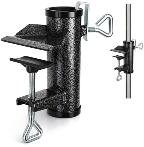 com-four® Supporto per ombrellone in Acciaio, Morsetto Balcone Senza forare per ringhiera o Tavolo, Supporto XL per ombrellone da Giardino, Fissaggio Stabile