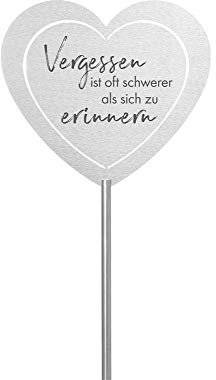 Fritz Cox Grabstecker Herz 'Vergessen ist oft Schwerer', eine schöne Grabdekoration, liebevolle Erinnerung fürs Grab oder zuhause, Grabschmuck, Friedhofsgestaltung, Rot, Edelstahl, Klassisch, Unisex