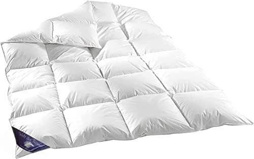 Welt der Träume Daunendecke | 200x220 cm | 90% Daunen | 100% Baumwolle Inlett | Daunenbettdecke 200x220 | Federdecke | Bettdecke | kein Lebendrupf | antiallergisch | weiß