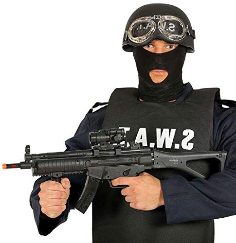 NET TOYS Universelles Spielzeug Sturmgewehr SWAT - Schwarz 66cm - Ausgefallenes Unisex-Kostüm-Zubehör Maschinengewehr Polizist - Perfekt geeignet für Karneval & Mottoparty