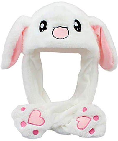 Focupaja Gorra de Conejo de Divertido Animal Oreja Sombrero Juguete Felpa (Conejo blanco)