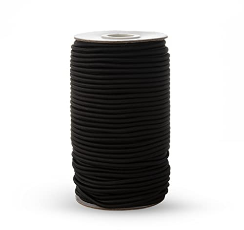 Realm Elastic Cord/Round Hat Elastic Black & White (1mm, 2mm & 3mm) Craft, Jewellery Stringing, Masks, Party Hats (Black, 3mm - 5 Metres)