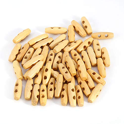 Botones en Forma de Olivo de Madera 50 Piezas Ovalados de Doble Orificio para Abrigo Coser Tejer Manualidades y DIY 30 mm