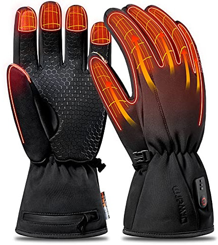 Dr.warm Beheizte Handschuhe Herren Damen, Touchscreen Handwärmer mit 7, 4V 2600mAh Wiederaufladbarem Lithium-Ionen-Batterie für Skifahren, Outdoor-Aktivitäten (XL)