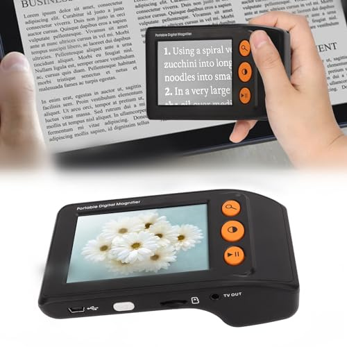 Loupe vidéo électronique LCD 3,5 pouces - Grossissement progressif de 2x à 25x pour aides visuelles - 8 modes d'affichage, format portable et compatible avec les téléviseurs