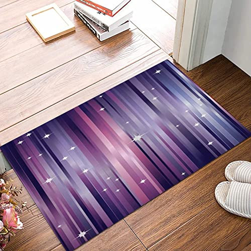 Weich Badezimmerteppich 50x80 cm,Auberginen-abstrakter bunter Balken-Hintergrund mit weißen Sternen, die vom We,Rutschfest waschbar Badematte, Badteppich Mikrofaser Saugfähig Badvorleger Duschvorleger