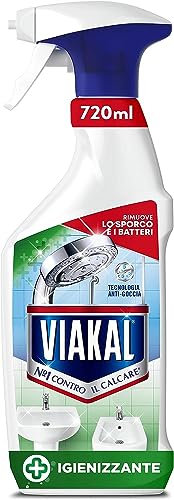 Viakal Anticalcare Detersivo Spray Bagno e Cucina, Igienizzante, 1 da 720ml, con Tecnologia Anti-goccia, per un Bagno Pulito e Profumato, 100% di Plastica Riciclata