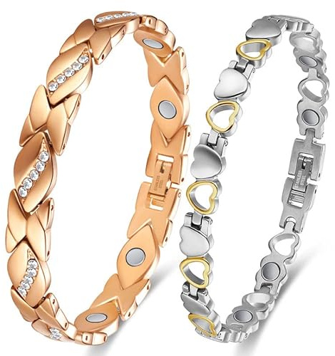 Cigmag Magnetic Bracelets for Women Lymphatic Drainage Bracelet Ultra Strength Magnet with Adjustable Tool and Present Box (2PCS)
