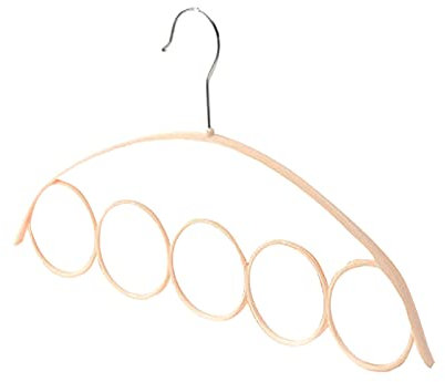 Hängeaufbewahrung für Schals - Schalhalter Aufhänger Schalbügel Krawattenhalter mit 5 Ringe für Schals, Krawatten und Gürtel (Beige)