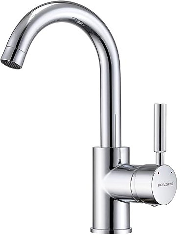 BONADE Rubinetto per lavabo, rubinetto da bagno, girevole a 360°, in ottone cromato, acqua fredda e calda, miscelatore monocomando per bagno e cucina