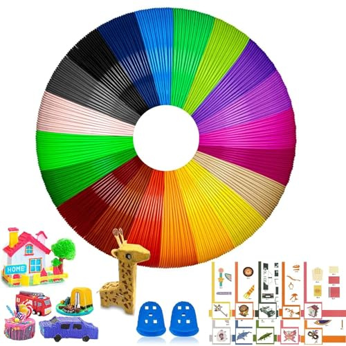 3D-penna filament 100 m, 3D-tryck penna PLA filament 1,75 mm 20 färger 3D-penna tillbehör varje färg 5 meter, totalt 100 meter