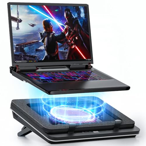 IETS GT600 kyldyna för bärbar dator utrustad gigantisk turbo-fläkt (14 cm diameter), förseglat skum för snabbkylning bärbar dator, 14-19 tum laptop-kylare med justerbara fästen, dammfilter,