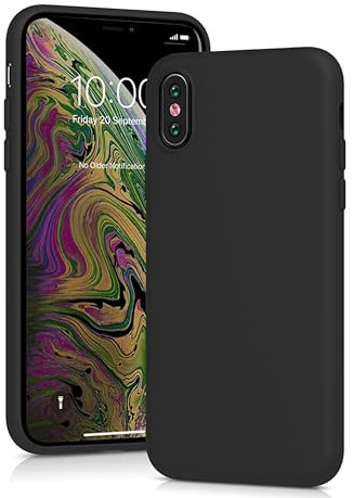 Cyber-Tech Liquid Silicone Case for iPhone XS, Slim Liquid Silicone Soft Gel Rubber Case Cover for iPhone xs 5.8 inch (Black)