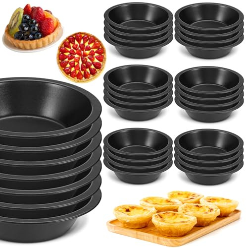 RHBLME 20 PACK Mini Pie Pans, 5 Inch Reusable Small Pie Pans Nonstick Small Pie Tins, Carbon Steel Pie Pans for Baking, Round Bread and Meat Pie Tins for Cake Bread Meat Dessert