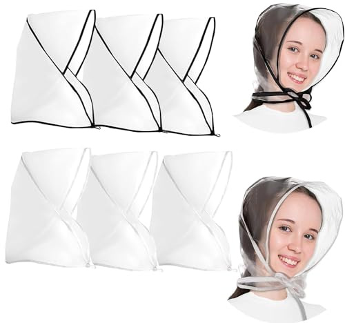 ZEACCT 6 Morceaux Chapeau de Pluie Transparent, Imperméable et Pliable pour Femme et Homme, Adapté aux Randonnées et Sports de Plein Air