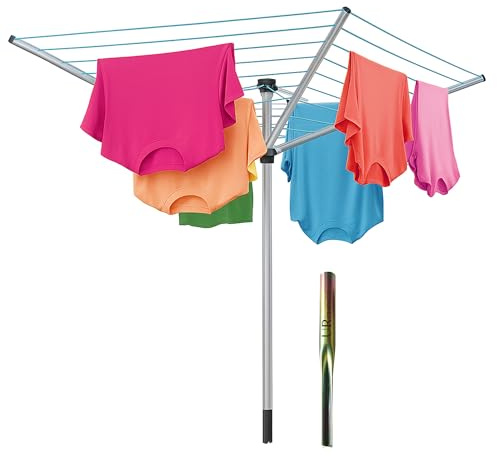 UR CHOICE Rotary Washing Line | 3 Arm Heavy-Duty Rotary Airer | 30M Outdoor Whirligig Clothes Dryer | Weatherproof, Space-Saving & Adjustable Height with Ground Spike for Garden & Laundry Drying