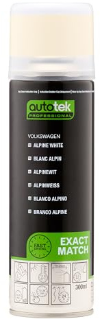 AutoTek Professional Exact Match Car Spray Paint, Volkswagen Alpine White Aerosol Spray 300 ml