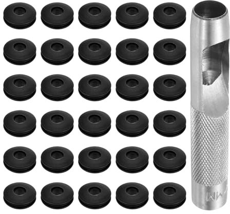 QUARKZMAN Kit de Herramientas de Ojales para Lona, 12mm Alicate Blanco para Ojales, 30Pcs Arandelas de Plásticos Ojales para Lonas Textiles Cortinas Carpas Toldos Sujeción Clip, Negro