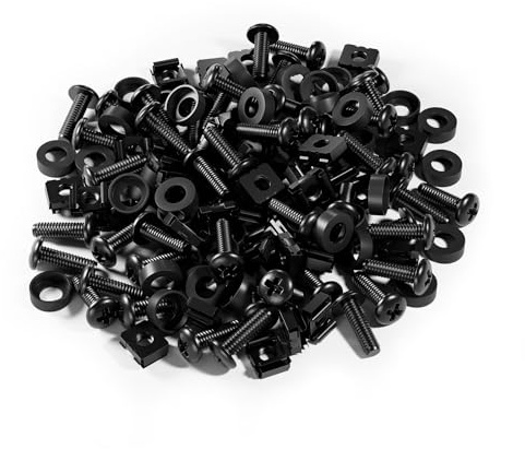 FGB Juego de 50 tuercas enjauladas M6 de 20 mm, 50 unidades, M6 x 20 mm, para panel de conexión, para servidores de 19 pulgadas y 10 pulgadas, kit de montaje de acero para armarios de red, color negro
