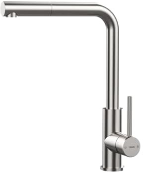 TEKA Grifo Cocina Monomando, Caño Alto Giratorio 360º, Maneral Extraíble, Aireador Eco Anticalcáreo, Acero Inoxidable AISI 304, Modelo UNI 9331