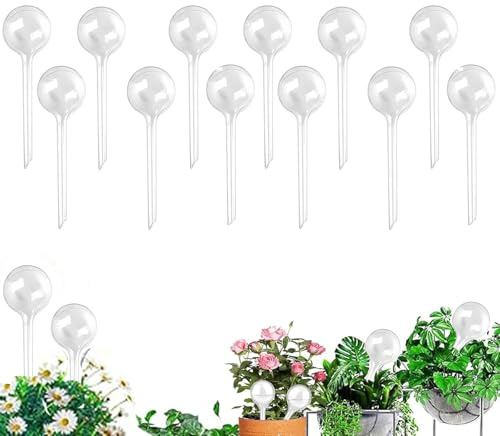 MITUMORMOR 12 palline di irrigazione per piante piccole, 13 x 5 cm, sfere di irrigazione automatiche, per piante in vaso, per irrigazione delle piante, in PVC, per ambienti e piante esterne